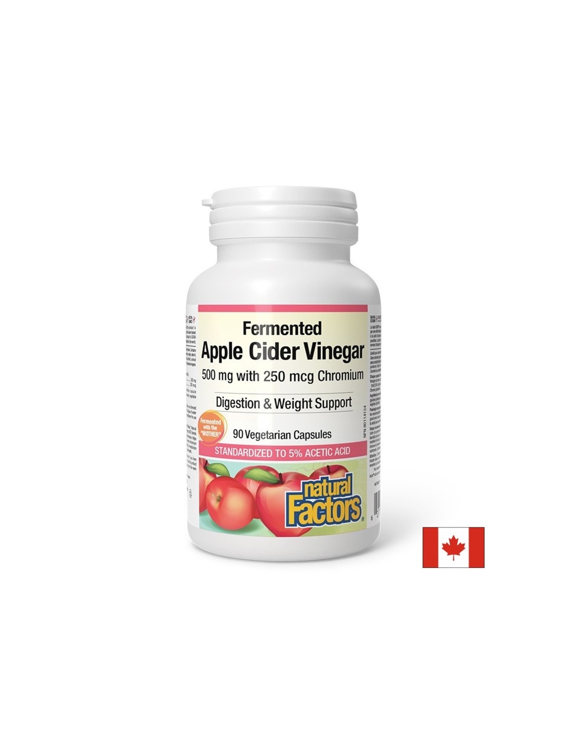 Ябълков Oцет 500 mg + Хром Пиколинат 250 µg, 90 V капсули - Natural Factors