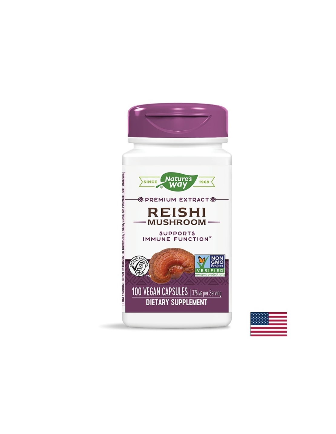 Reishi Mushroom/ Рейши 188 mg х 100 капсули Nature’s Way