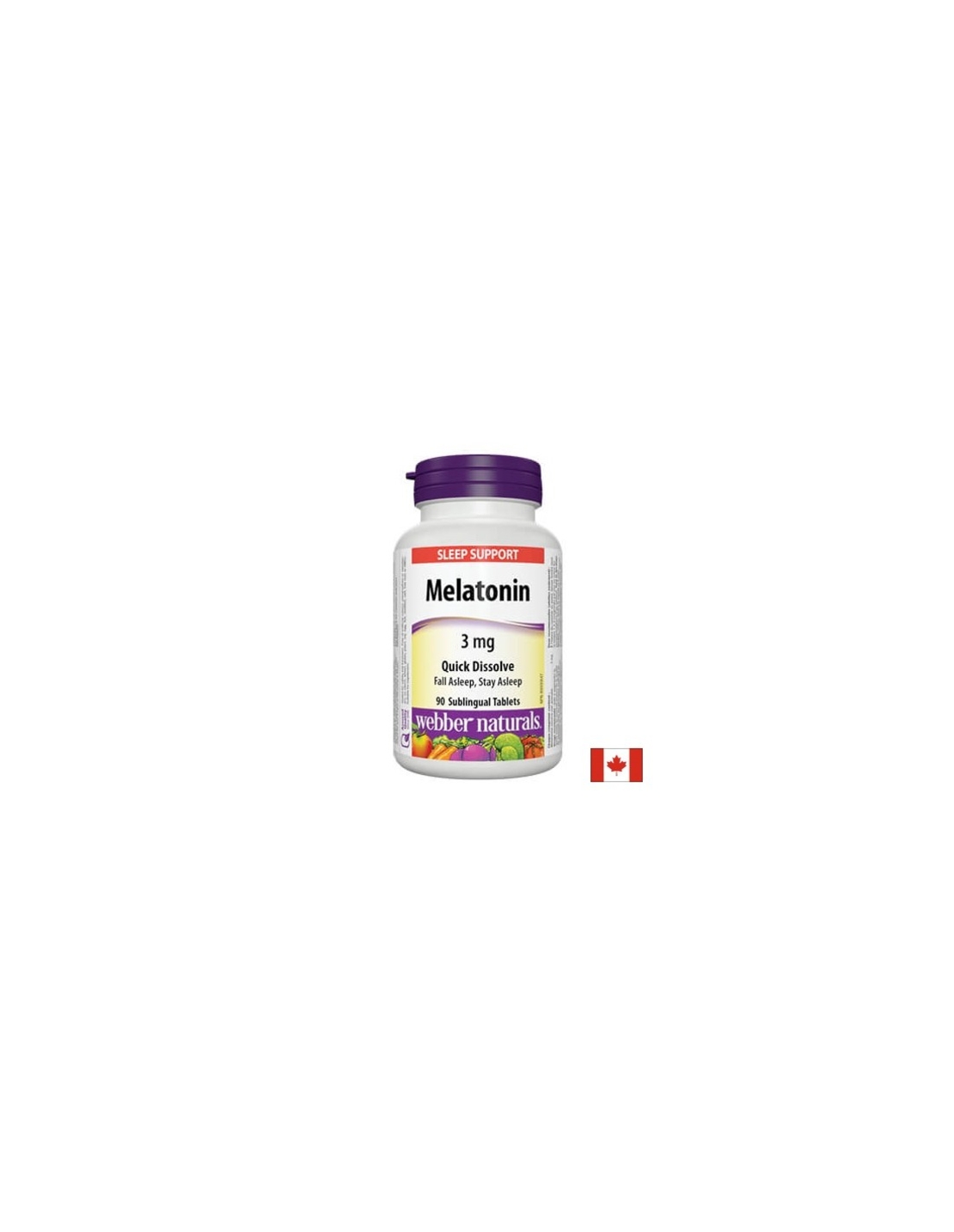 Melatonin/ Мелатонин 3 mg х 90 бързо разтварящи се сублингвални таблетки Webber Naturals