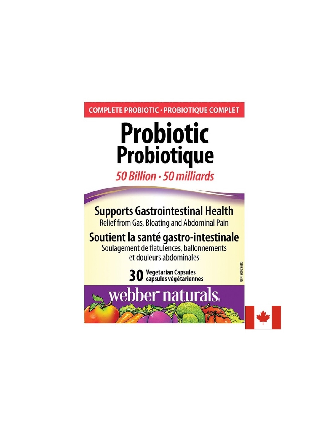 Probiotic 50 Billion - Пробиотик 50 млрд. активни пробиотици, 10 щама, 30 капсули Webber Naturals