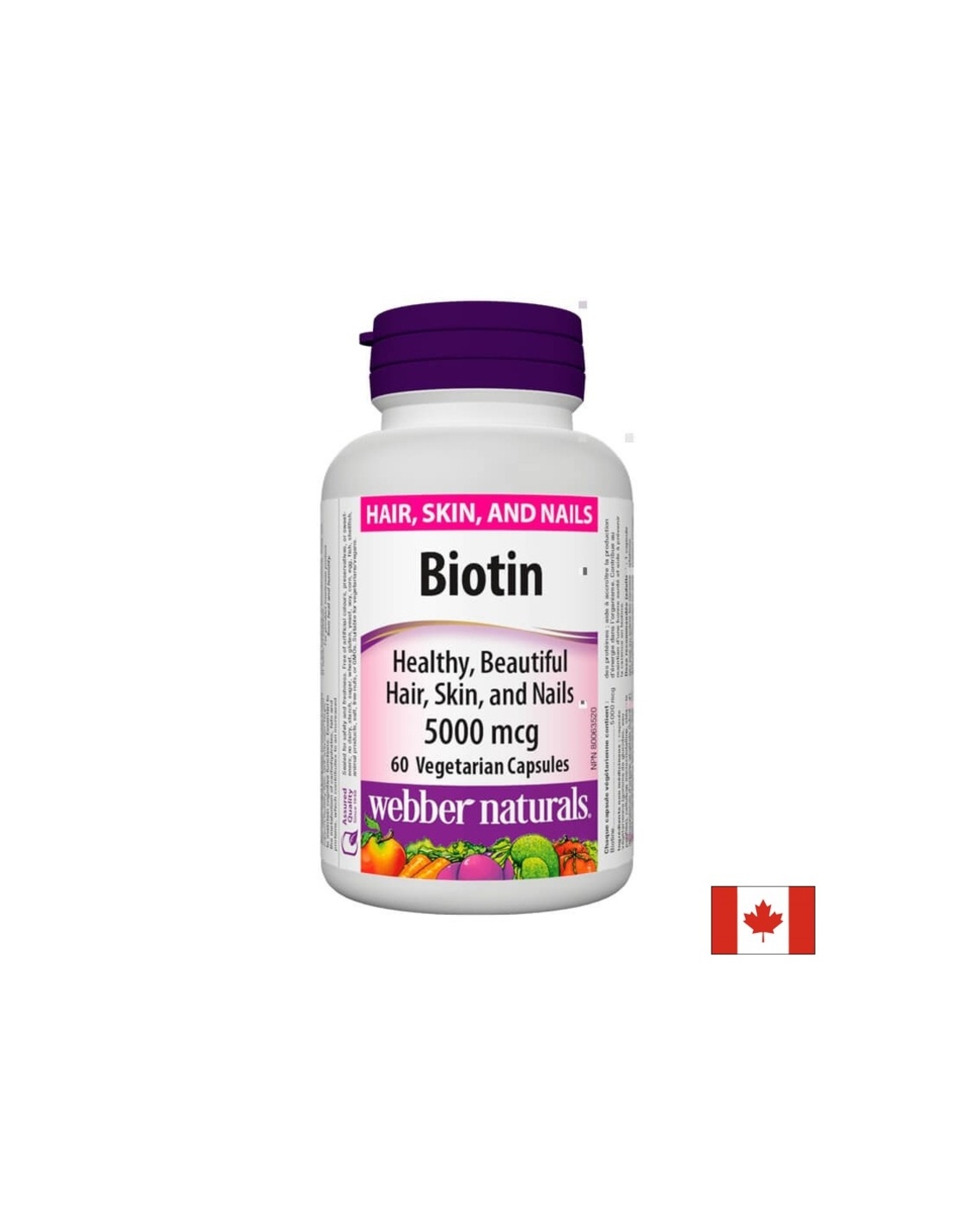 Biotin / Биотин, 5000 mcg, 60 капсули Webber Naturals