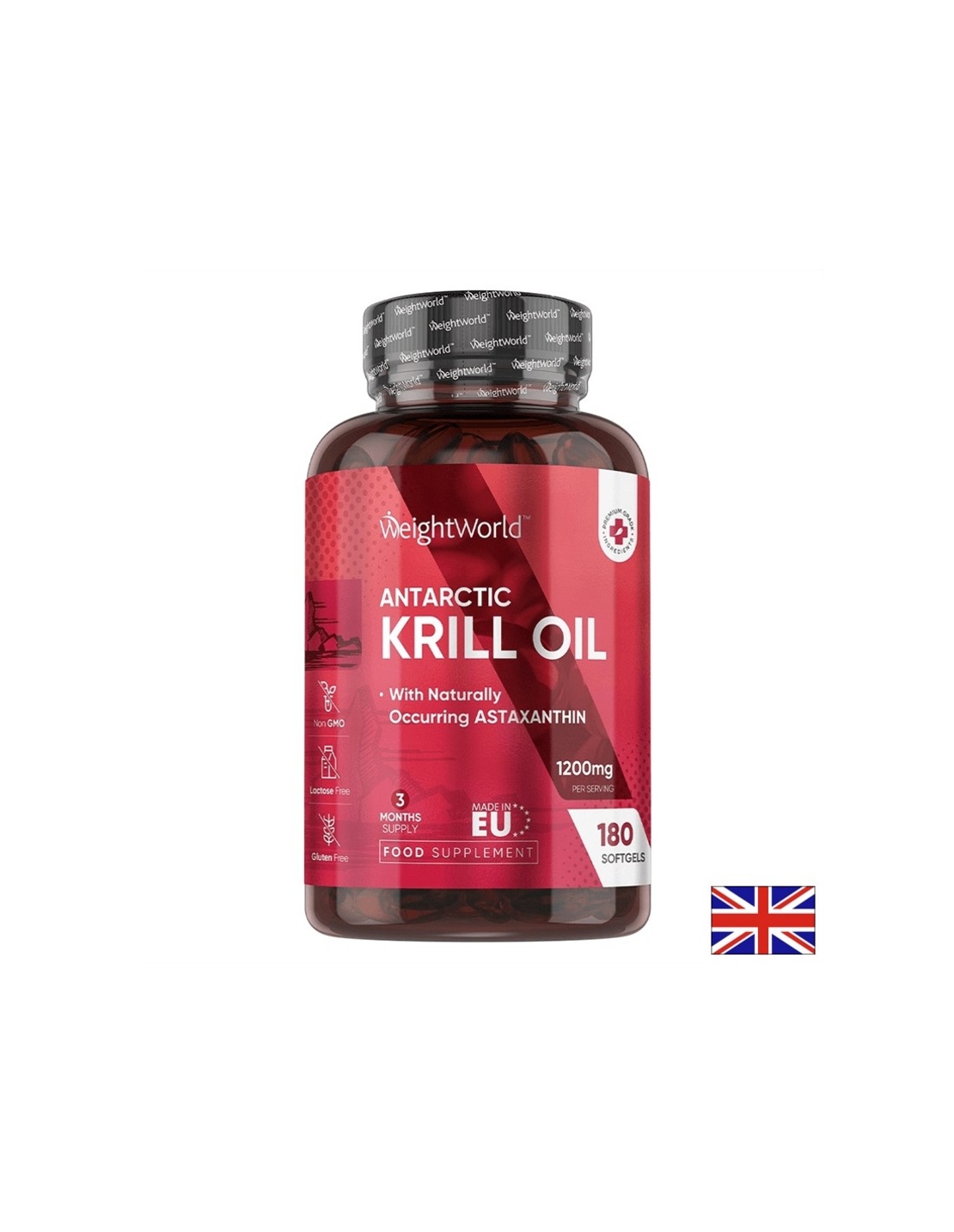 Грижа за сърцето, мозъка и зрението Масло от Антарктически крил (Krill oil) 600 mg х 180 софтгел капсули