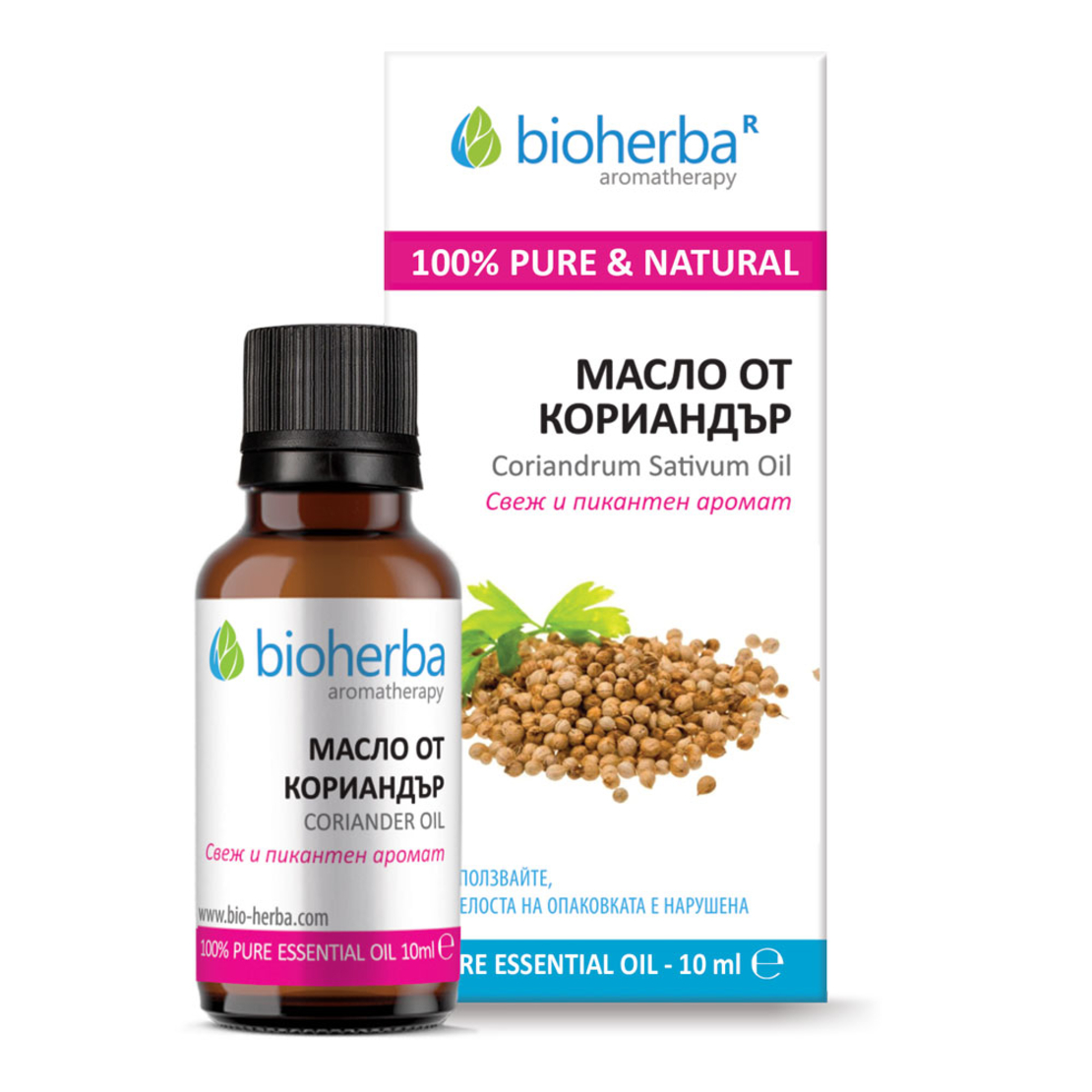 МАСЛО ОТ КОРИАНДЪР, Coriander essential оil, Биохерба, 10 мл.