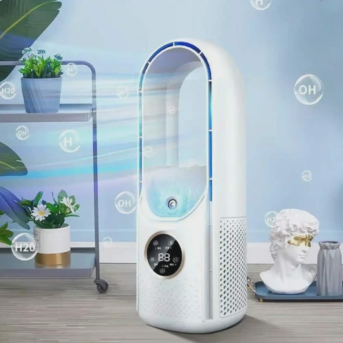 Компактен USB вентилатор Zola с овлажнител, пречиствател на въздух и LED светлина