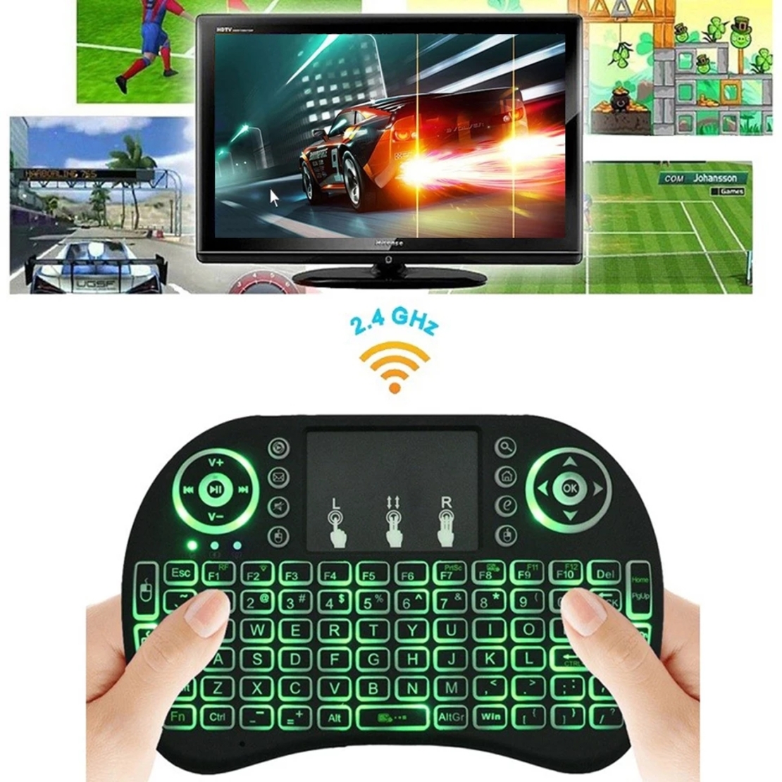 Мини безжична wifi светеща клавиатура с touchpad