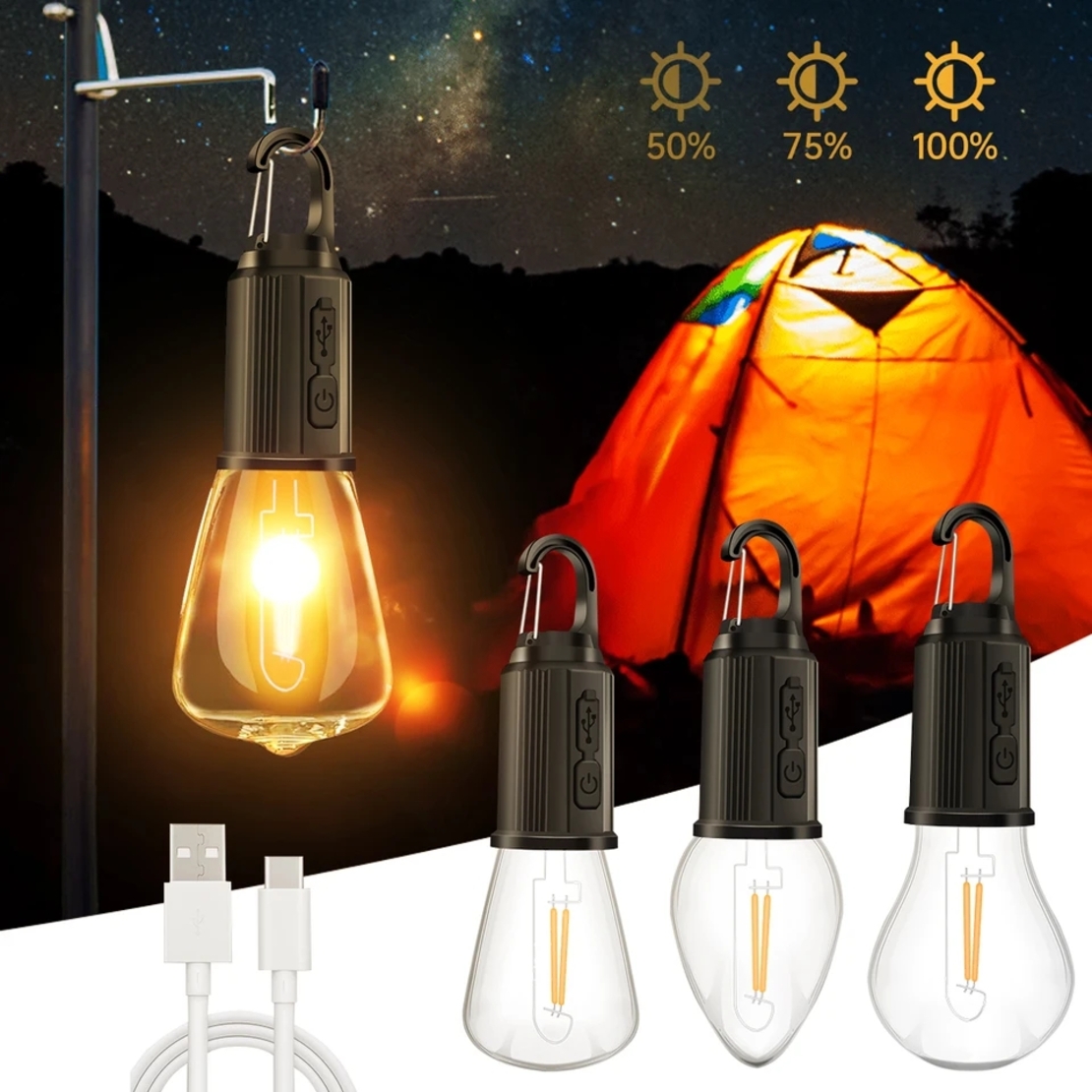 Къмпинг крушка за закачане с USB зареждане
