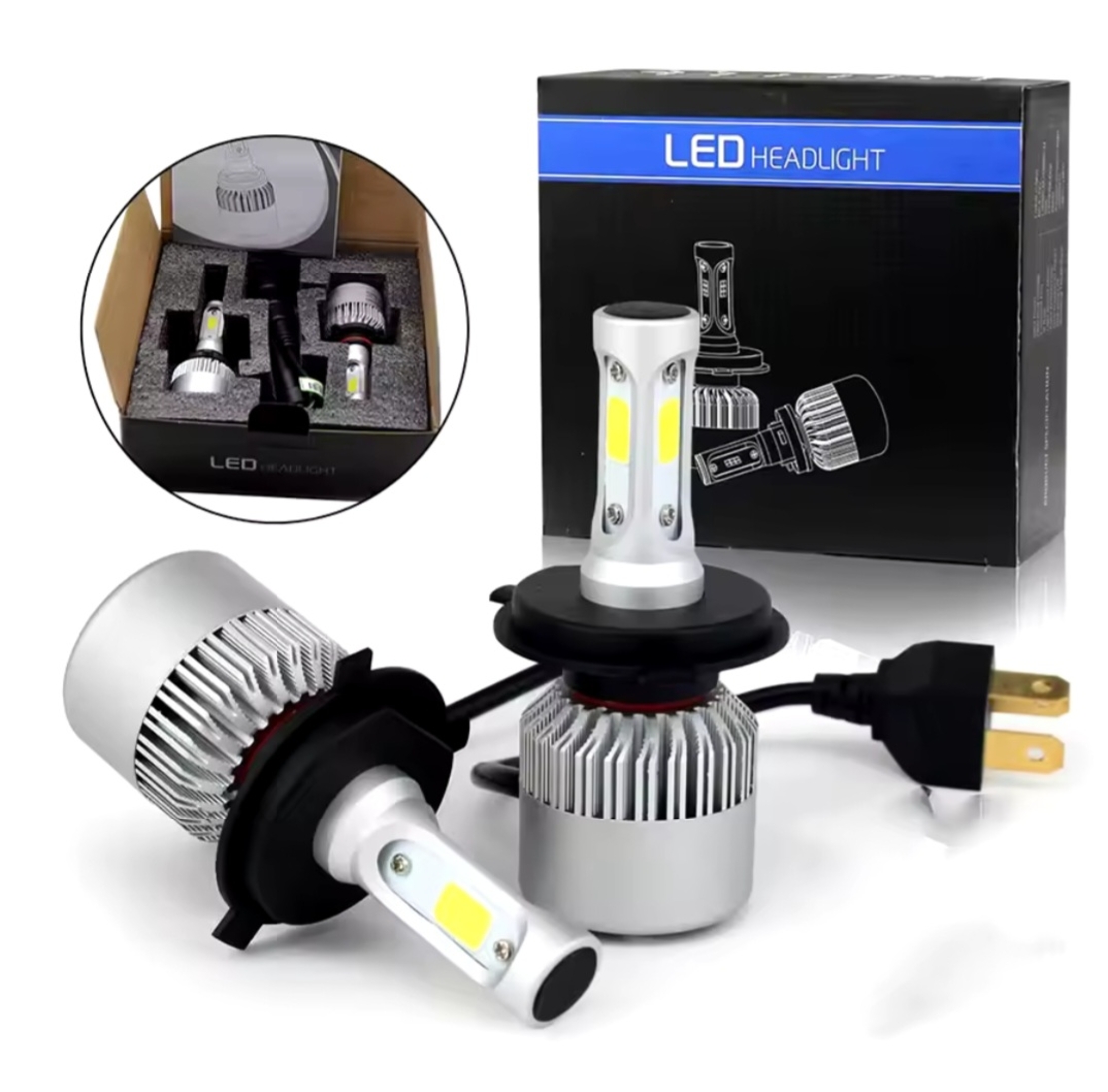 Комплект 2 LED диода с вентилатор HB4 (9006), led фар 72w 7600lm 12v-24v 6000k
