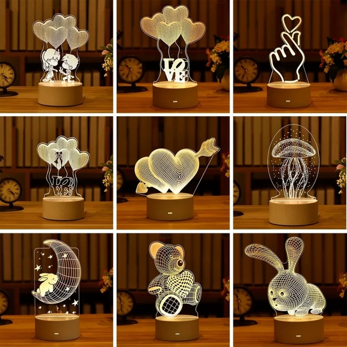 Уникални 3D LED нощни лампи