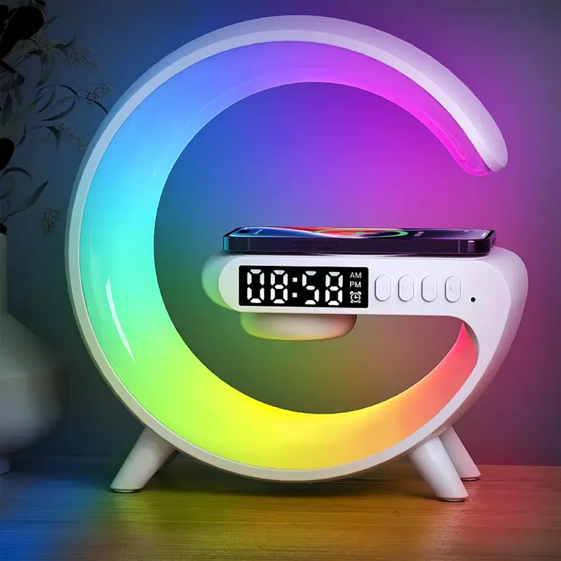 Smart LED Лампа Безжично Бързо Зареждане, Часовник и Множество Умни Функции