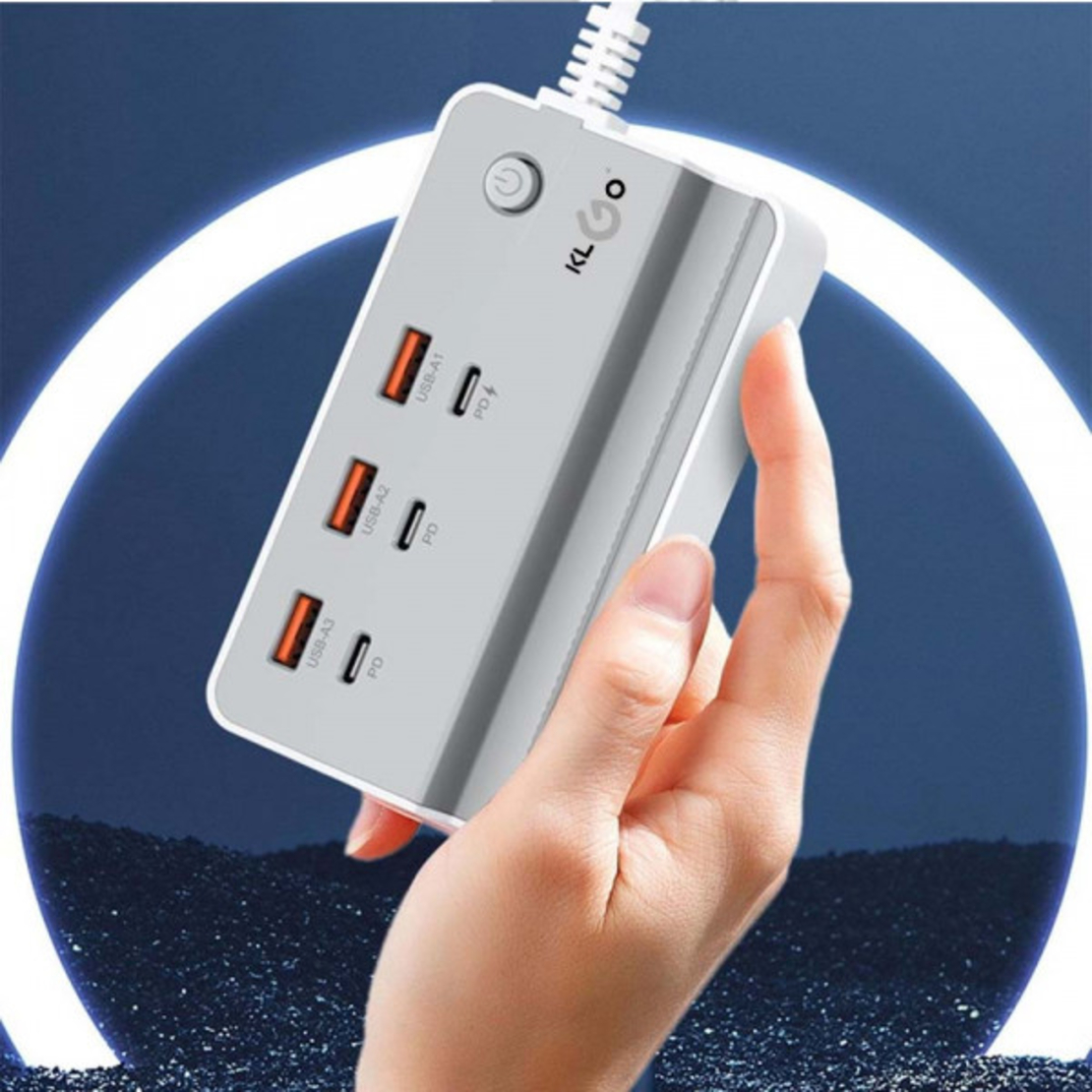 2в1 Мултифункционална станция за зареждане със стойка за телефон 35w , 6 порта USB 3.0