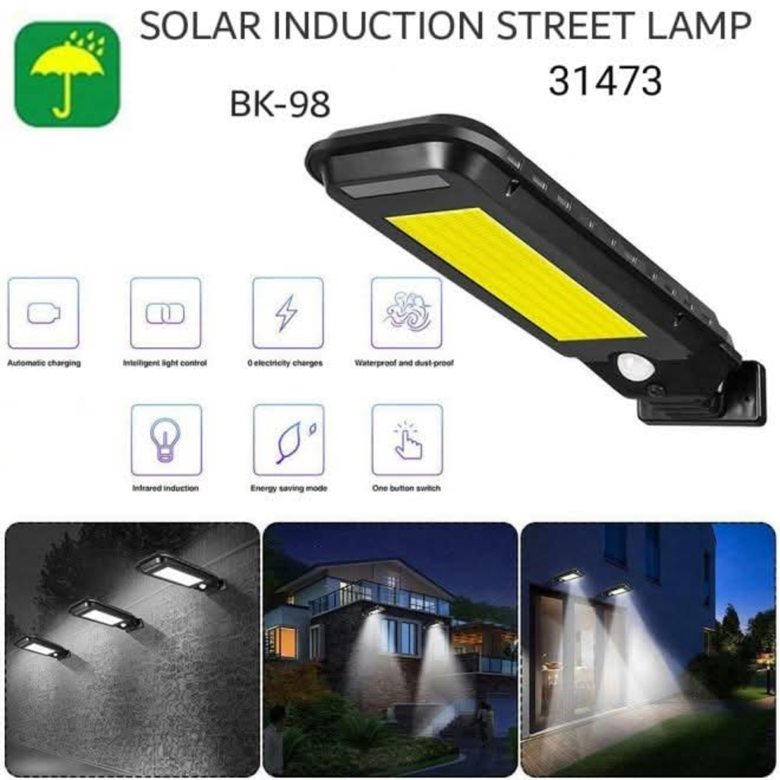 Външна LED лампа със соларен заряд, сензор за движение и светлина, 100 COB LED