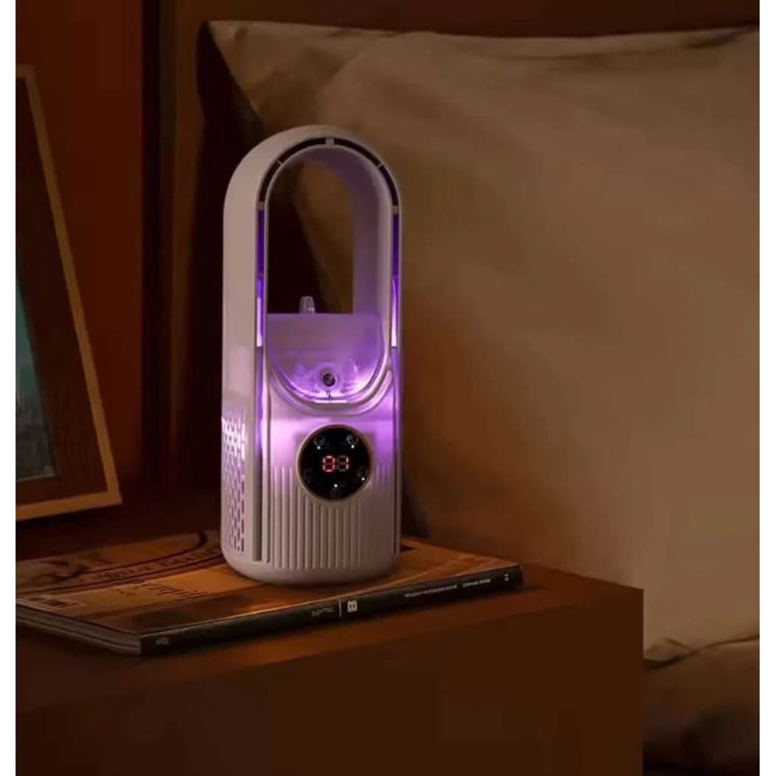 Компактен USB вентилатор Zola с овлажнител, пречиствател на въздух и LED светлина
