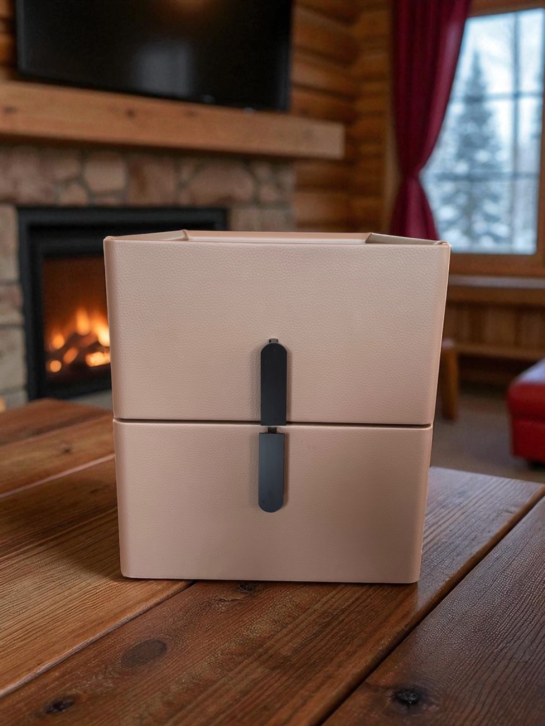 Смарт нощен шкаф с безжично зареждане, стерео тонколона, USB А & USB C порт и LED осветление (Цвят: Кафяв), Модел: 826