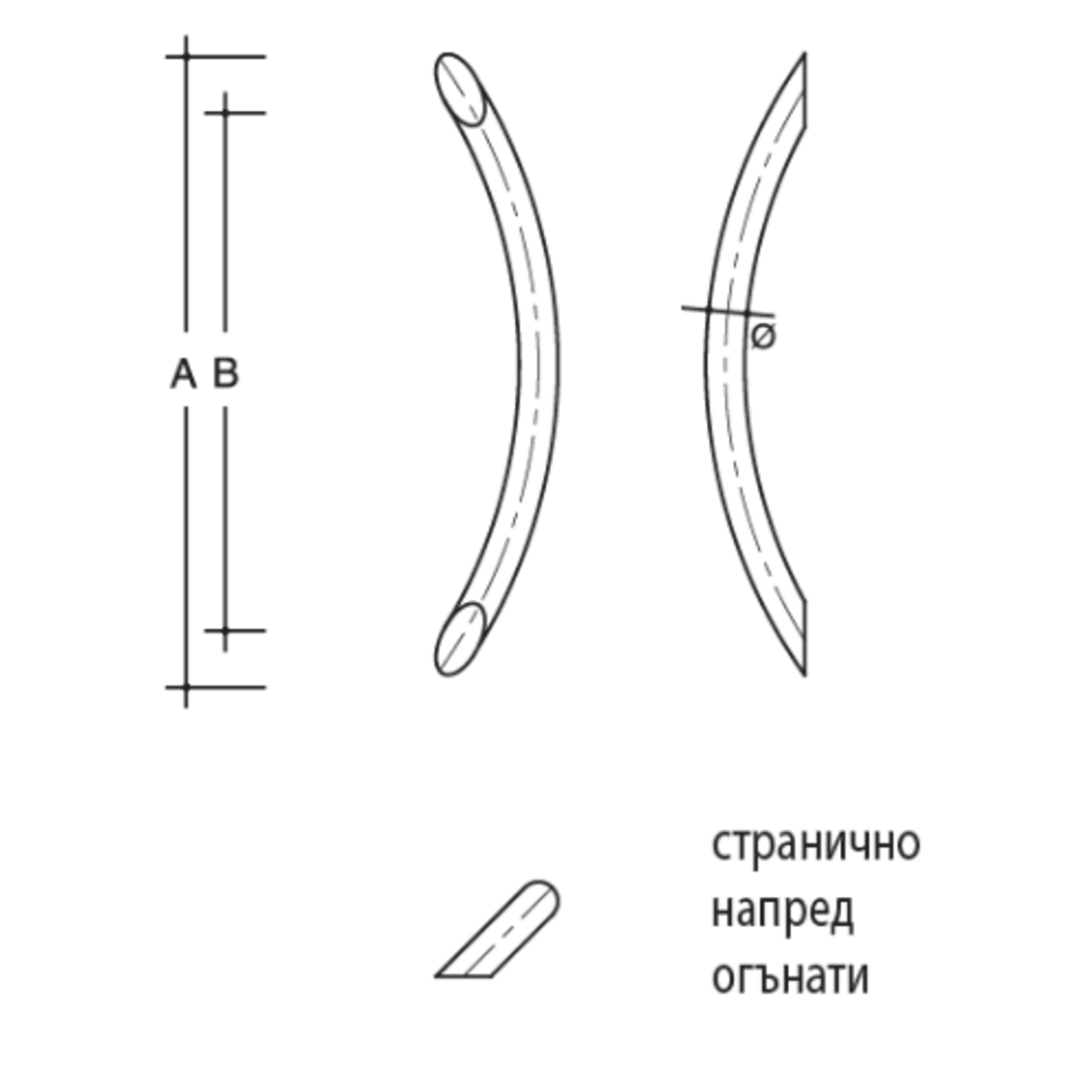 Дръжки за врати от Неръждаема стомана, огънати напред и странично