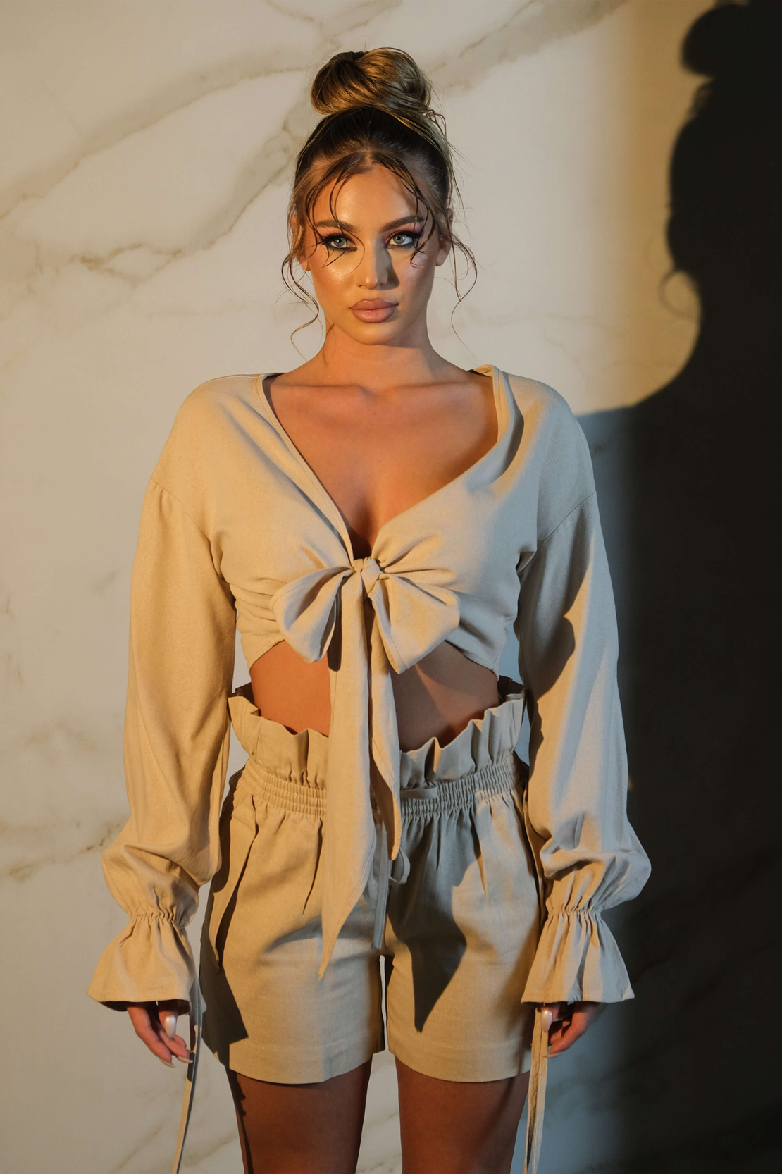 Linen Shorts Opal Color Beige