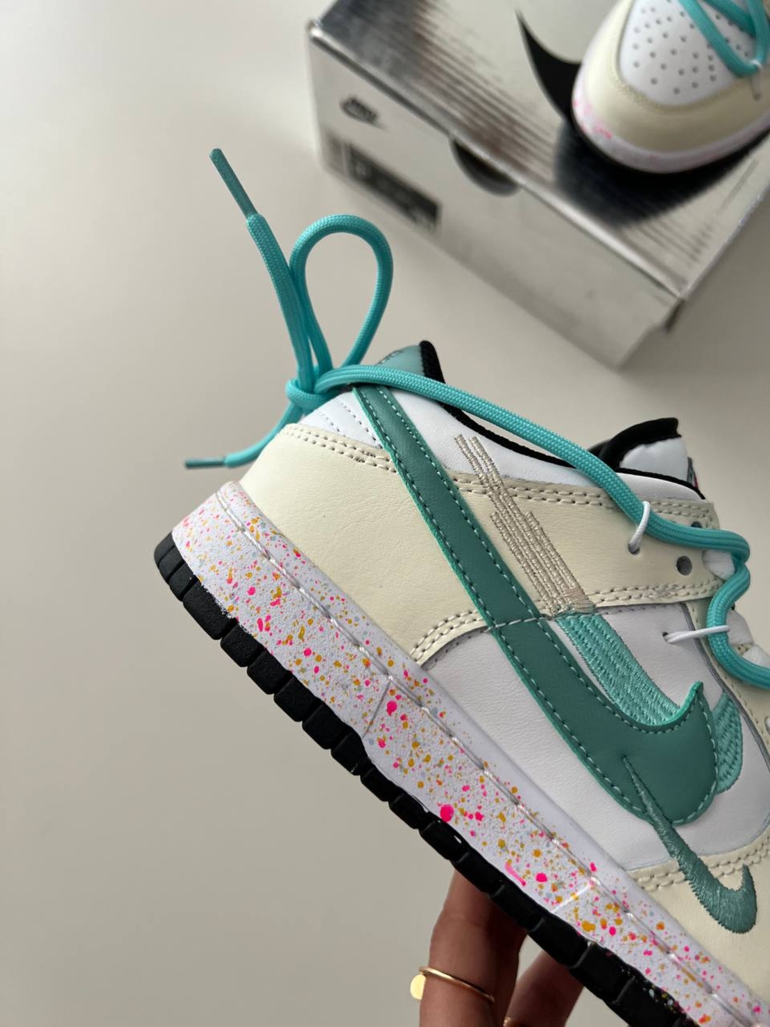DUNK LOW ‘MULTIPLE AQUA SWOOSHES’ SAIL BLACK