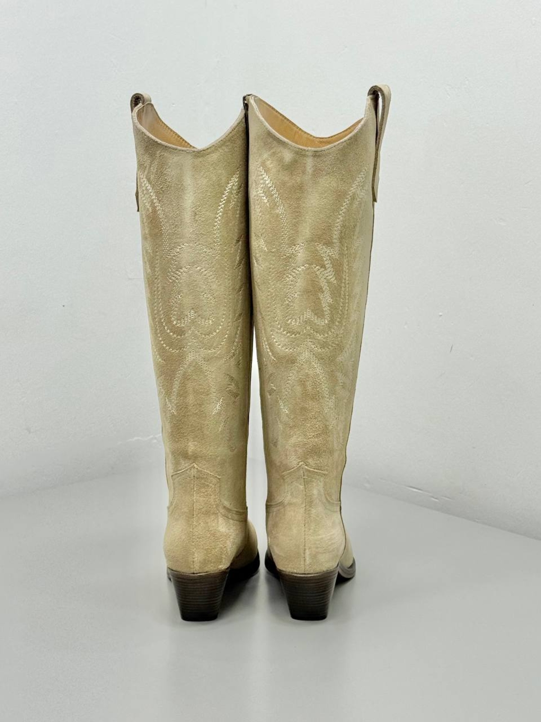 Isabel Marant Duerto Suede Cowboy Boots “Beige”