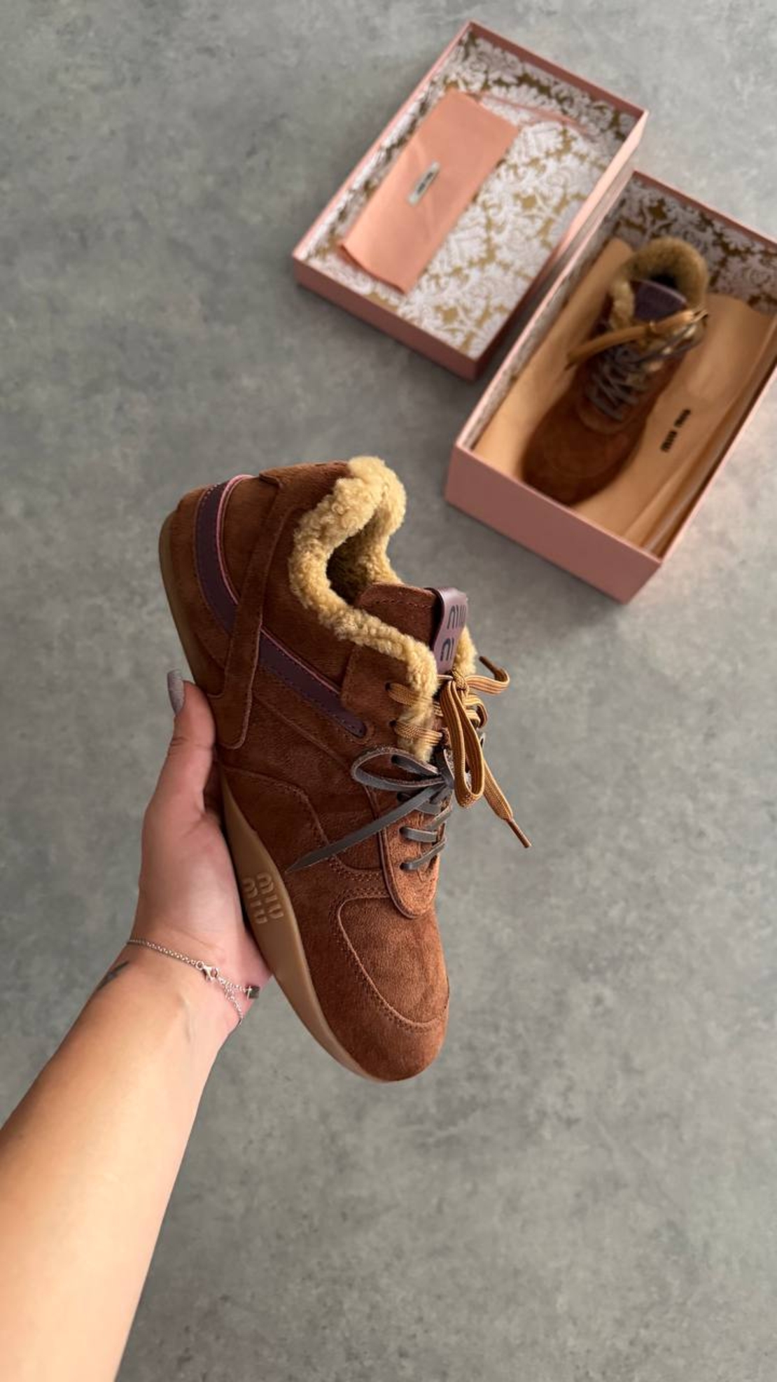Miu Miu x New Balance 574 SL “Shearling Brown”