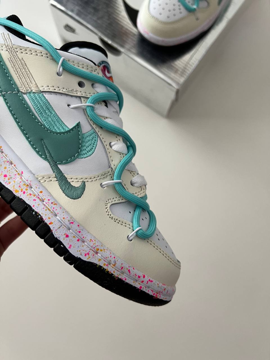 DUNK LOW ‘MULTIPLE AQUA SWOOSHES’ SAIL BLACK