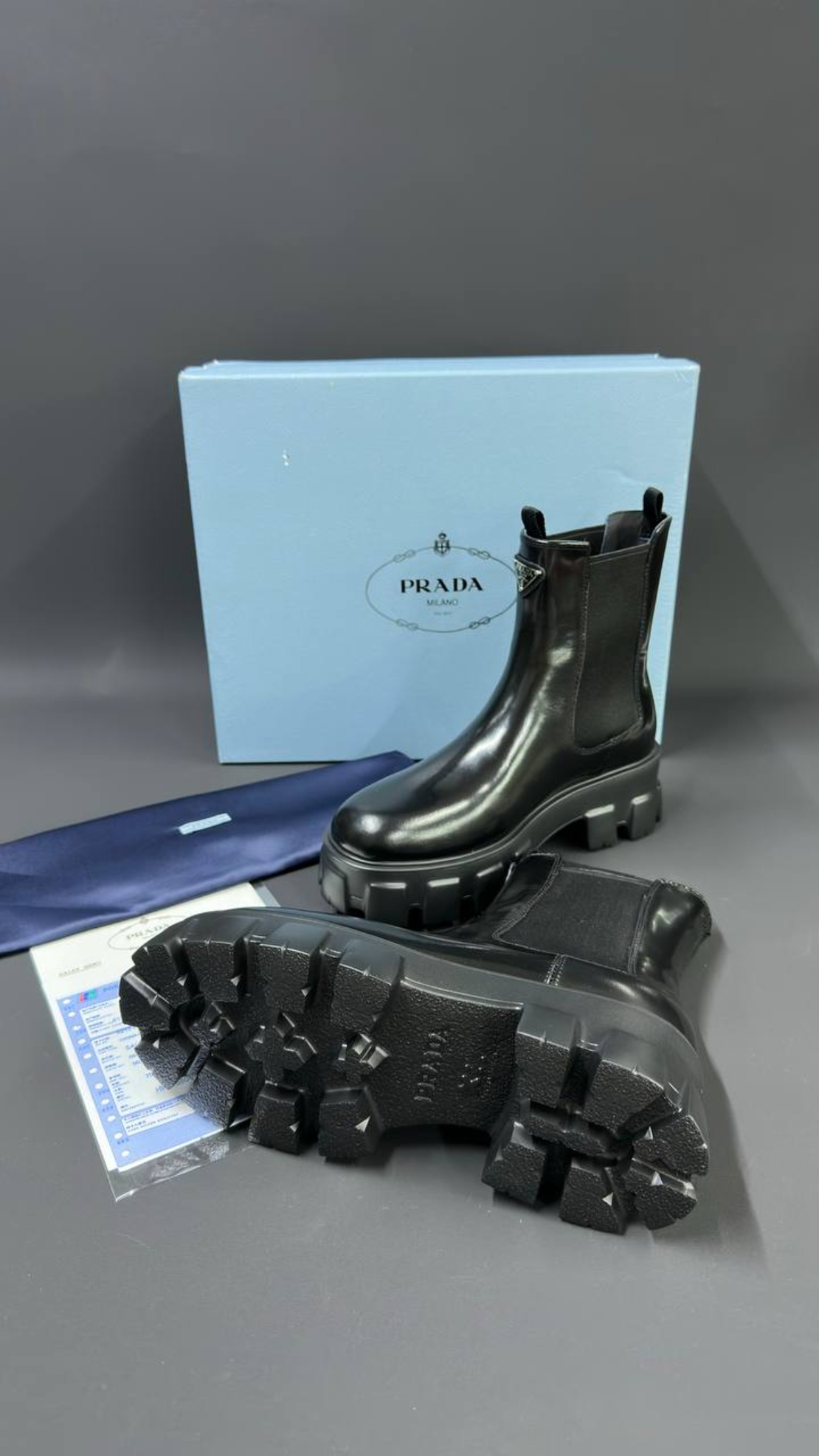 Prada Monolith Chelsea Boots – Triple Black