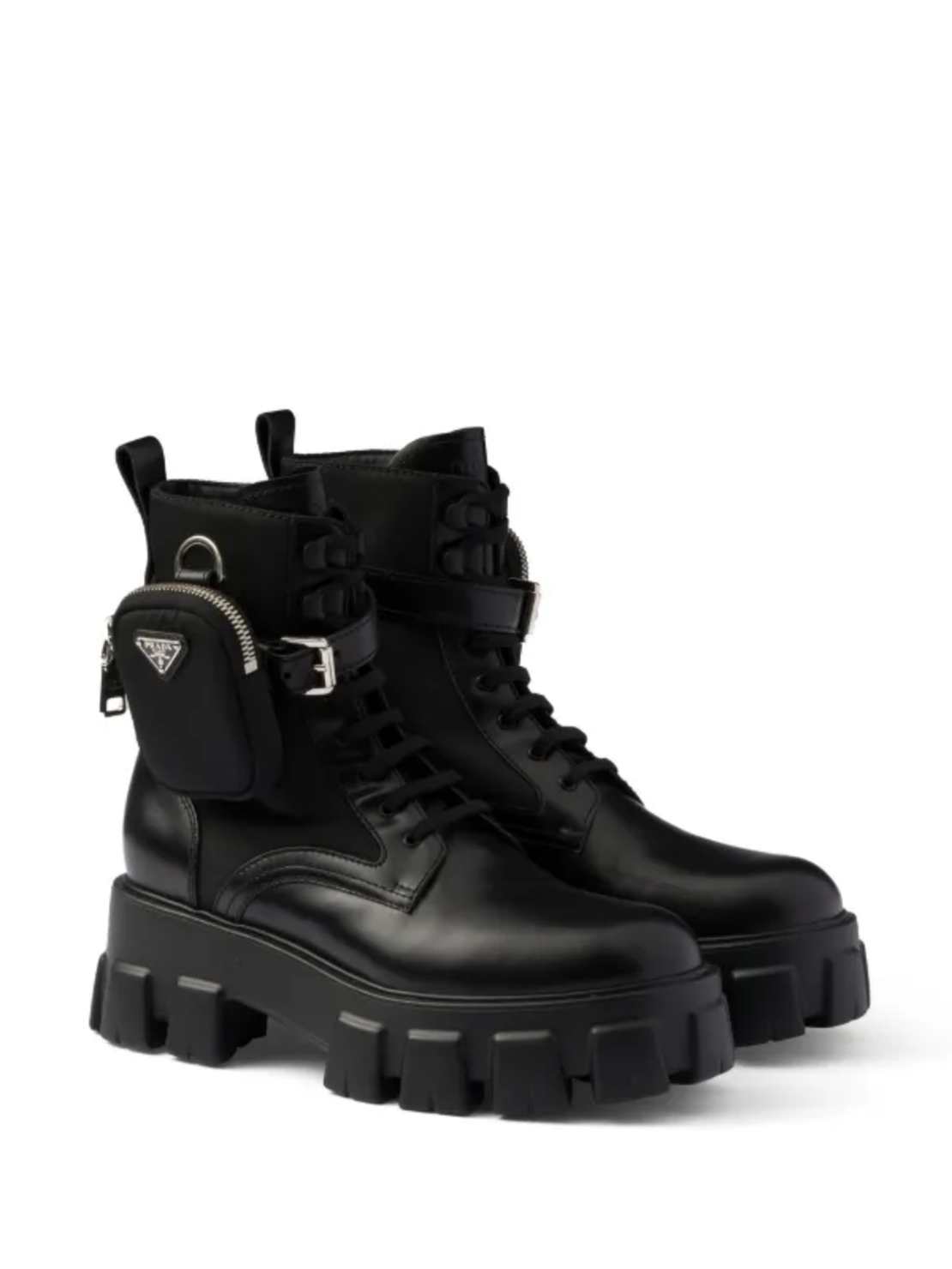 Prada Monolith Combat Boots – Triple Black (Pouch Edition)