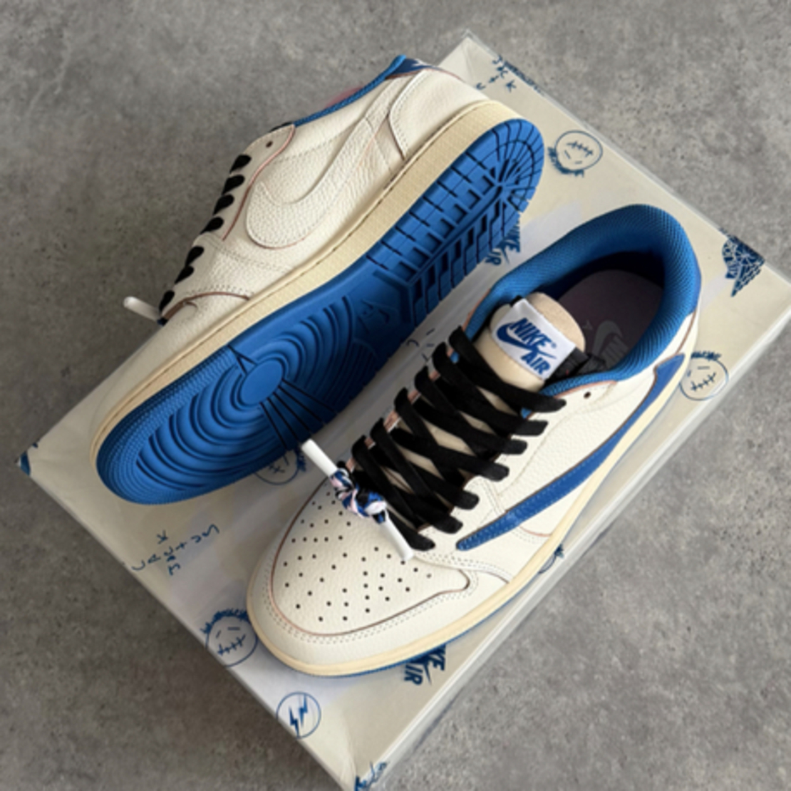 Air Jordan1 Low x Travis Scott x Fragment 'Sail Military Blue'