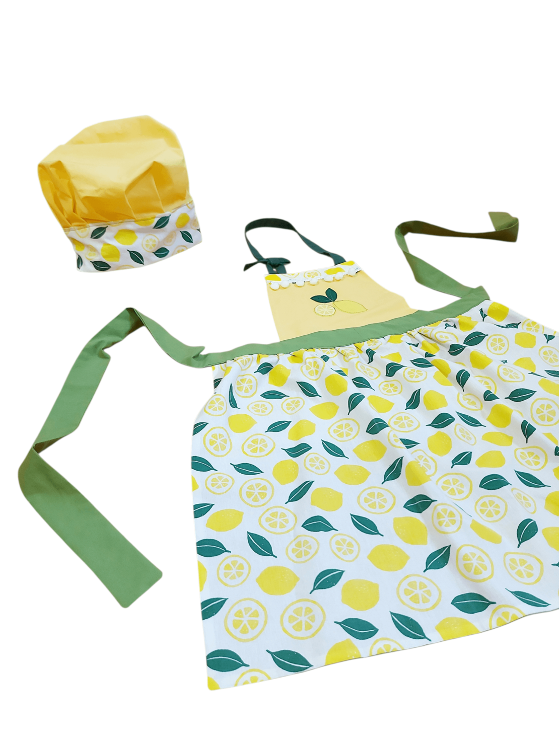 Комплект ретро престилка с шапка Лимони