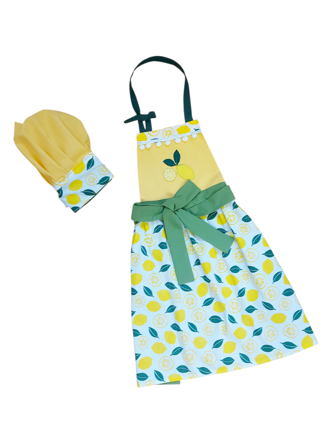 Комплект ретро престилка с шапка Лимони