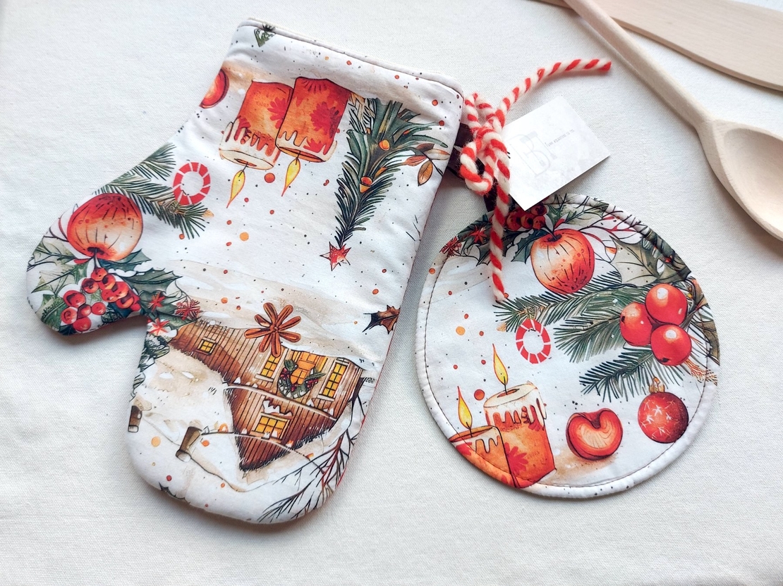 Комплект ръкохватки Винтидж Коледа 1