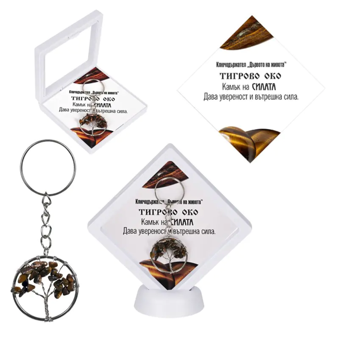 Ключодържател  Дървото на живота ТИГРОВО ОКО в рамка