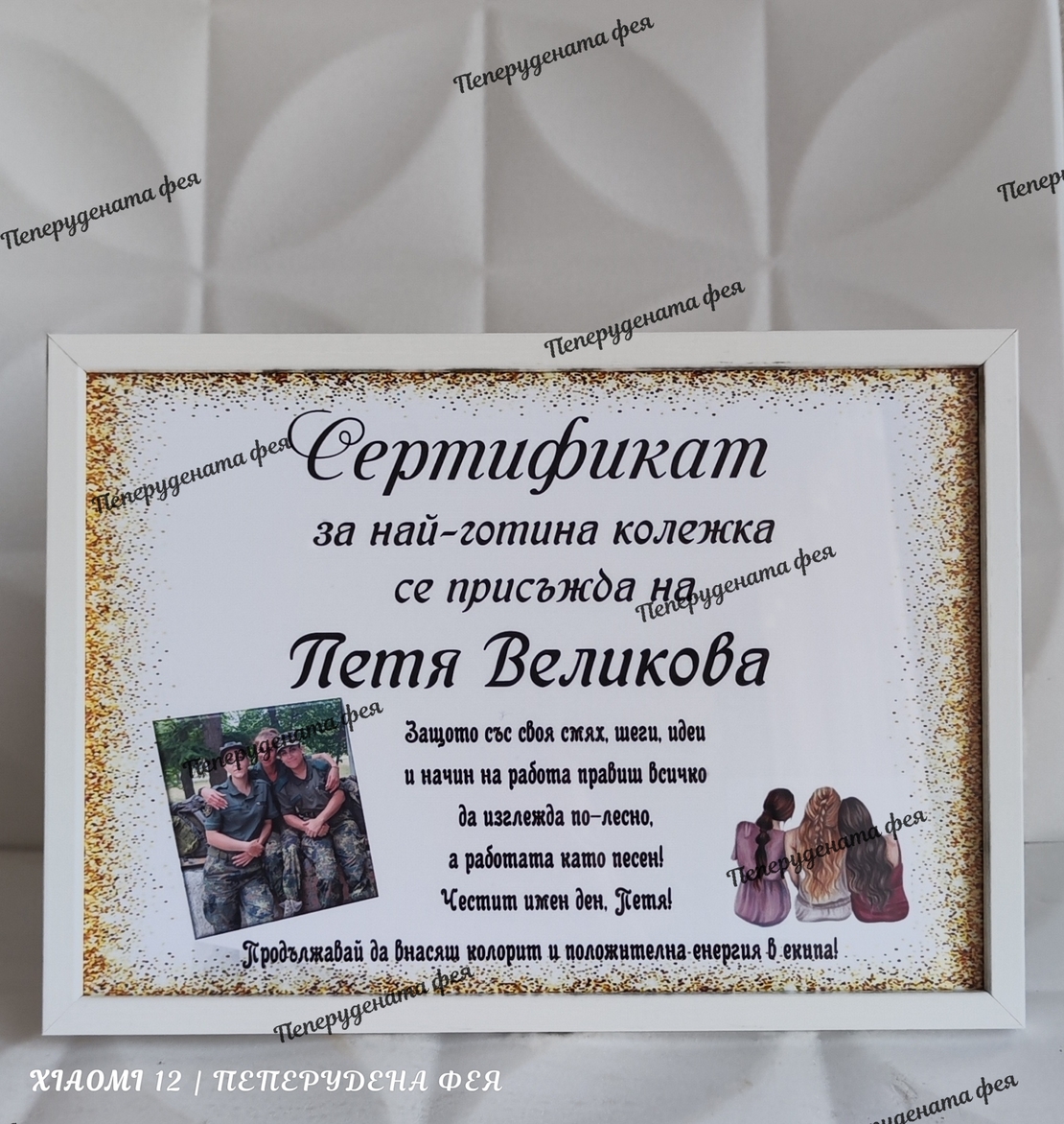 РАМКА А4 -  СЕРТИФИКАТ ЗА НАЙ-ГОТИНА КОЛЕЖКА