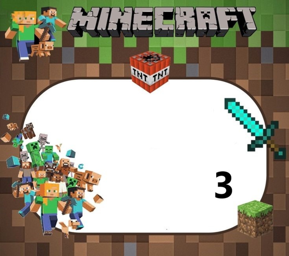 Картонена торта Майнкрафт 1 / Minecraft 1