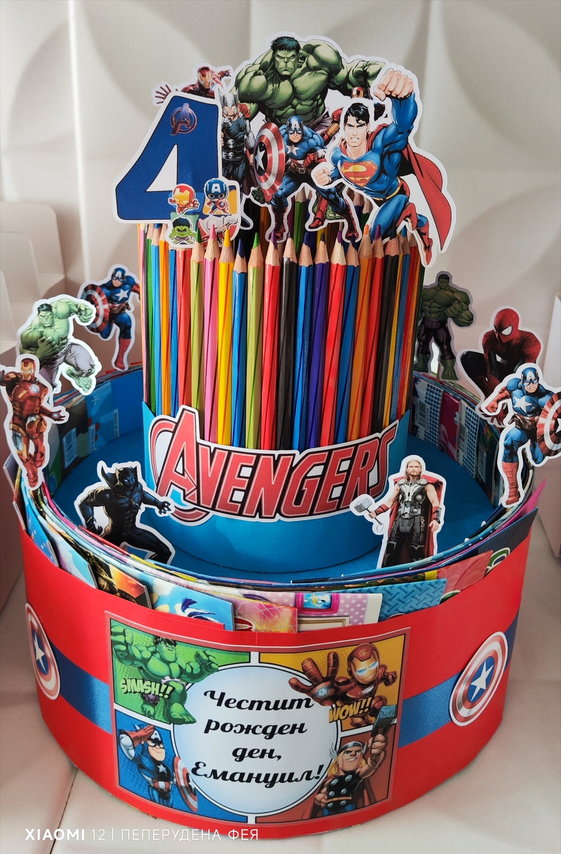 Торта от книжки и моливи ОТМЪСТИТЕЛИТЕ 2 / Avengers