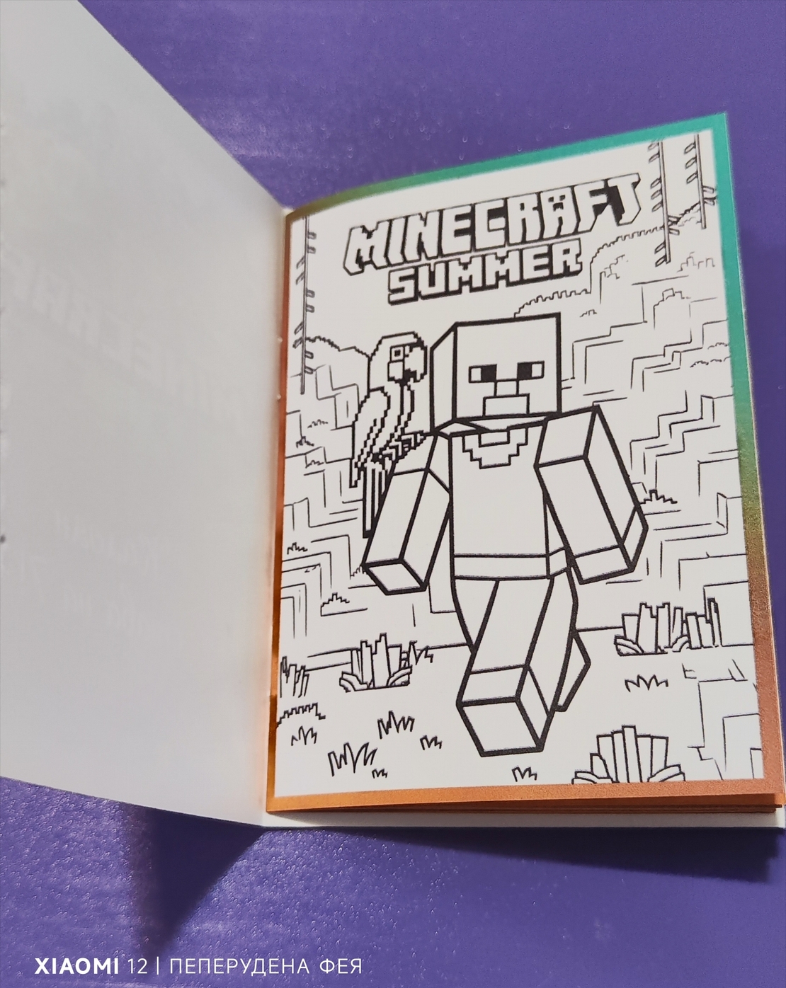 Книжка за оцветяване  МАЙНКРАФТ  + цветни моливи + сапунени мехури
