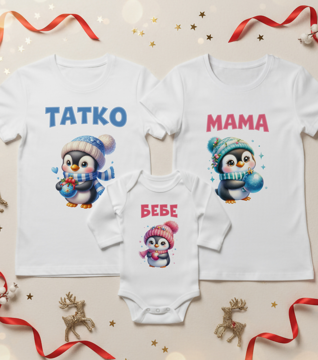 Семеен коледен комплект- Пингвинчета
