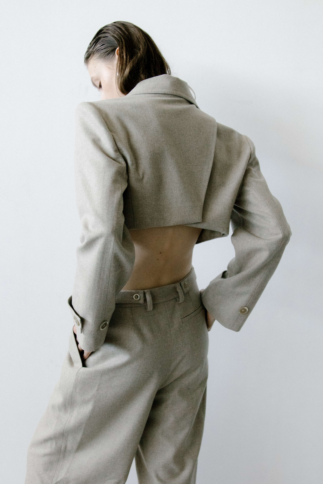TRIANGLE TAUPE MELANGE TROUSERS