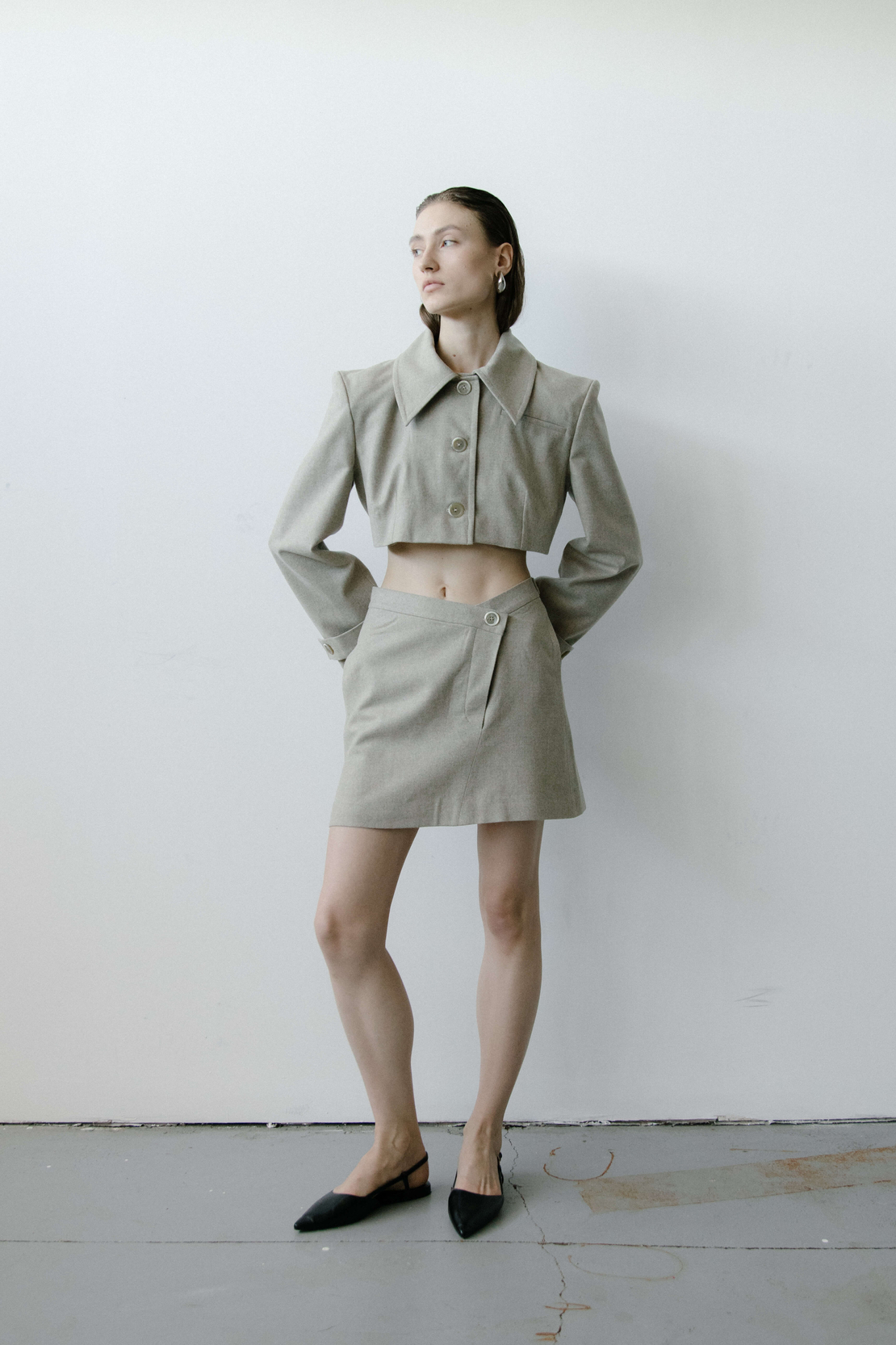 TRIANGLE TAUPE MELANGE SKIRT