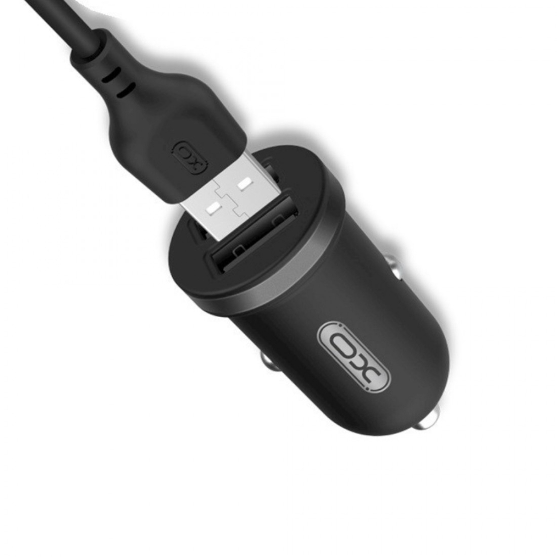 Зарядно устройство за кола комплект XO TZ08 с 2 USB изхода, с кабел Lightning, 12V, 2.1A, Черен
