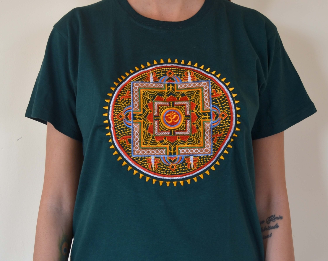 Buddha mandala with OM Embroidery T-shirt