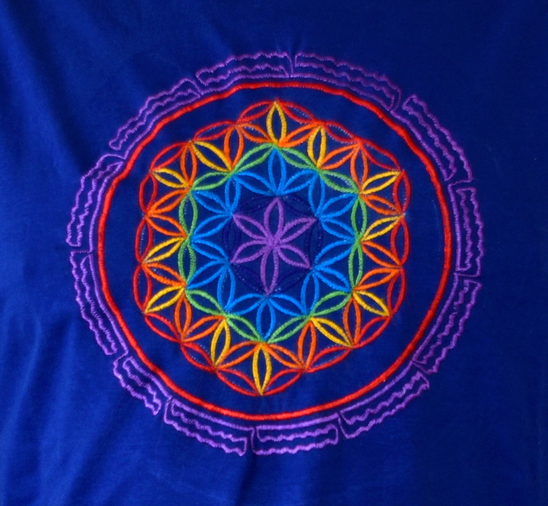 Flower of Life mandala Embroidery T-shirt