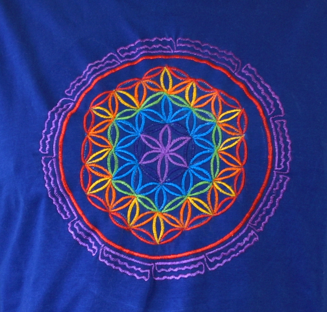 Flower of Life mandala Embroidery T-shirt