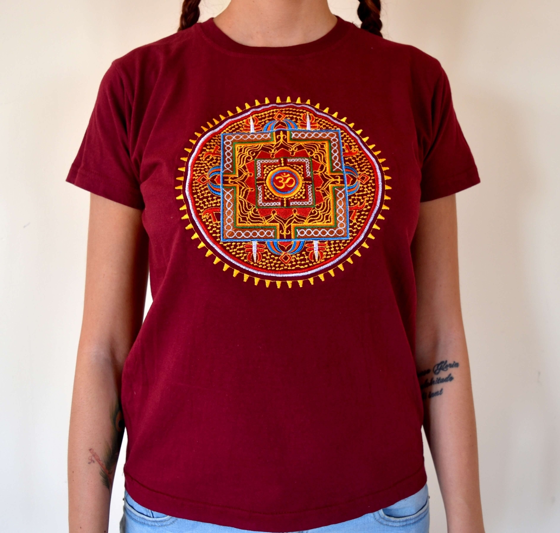Buddha mandala with OM Embroidery T-shirt
