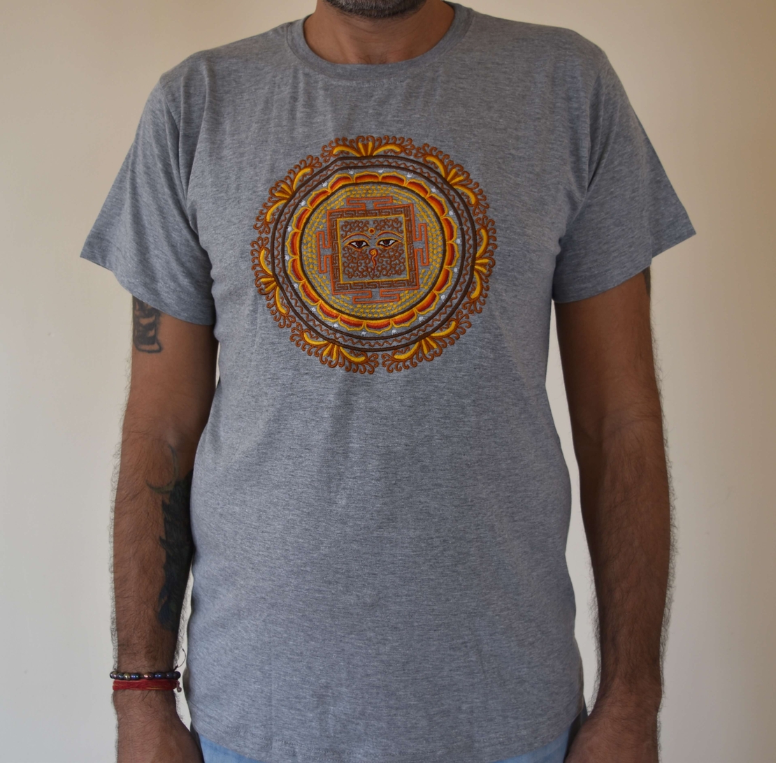 Eyes of Buddha Handmade Embroidery T-shirt