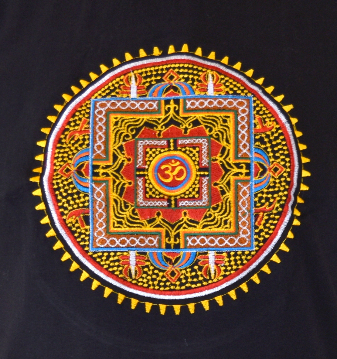 Buddha mandala with OM (handmade embroidery T-shirt)