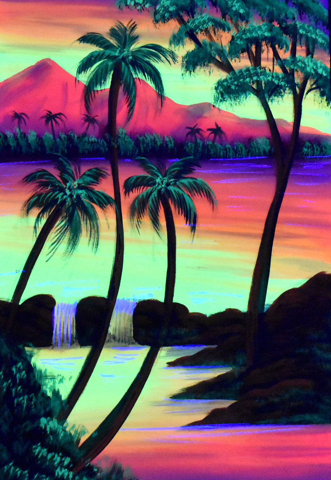 Hanmade UV LED Painting ''Tropical Sunset