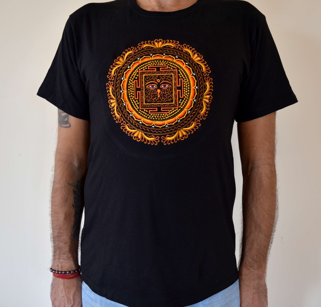 Eyes of Buddha (handmade embroidery T-shirt)