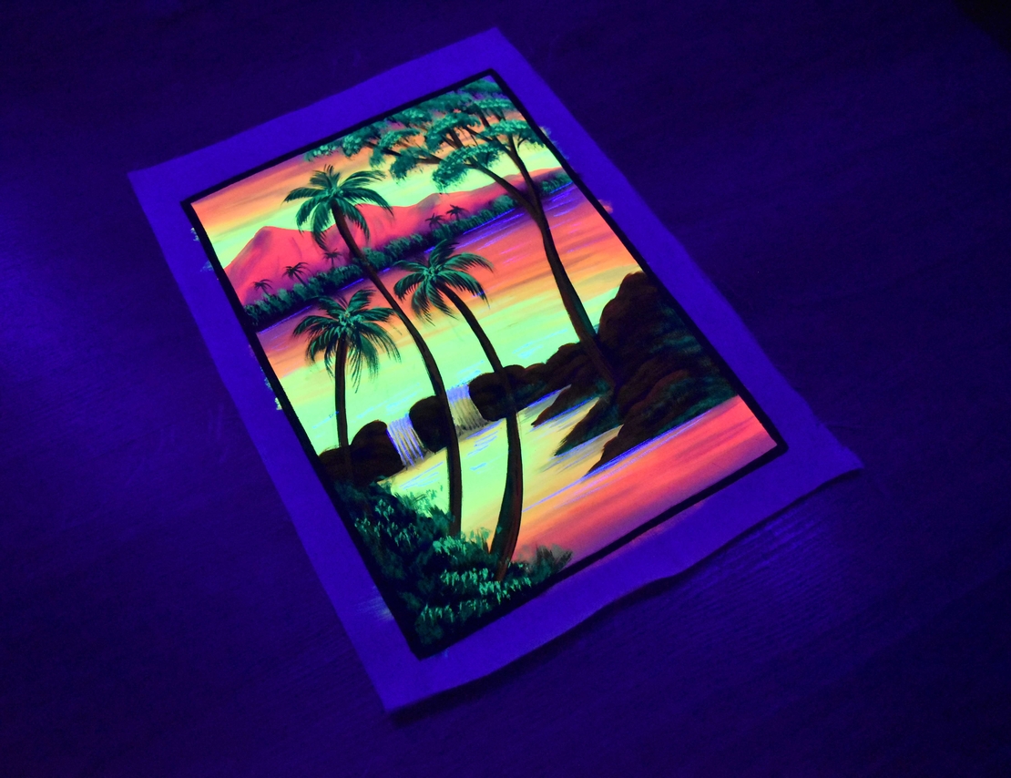Hanmade UV LED Painting ''Tropical Sunset