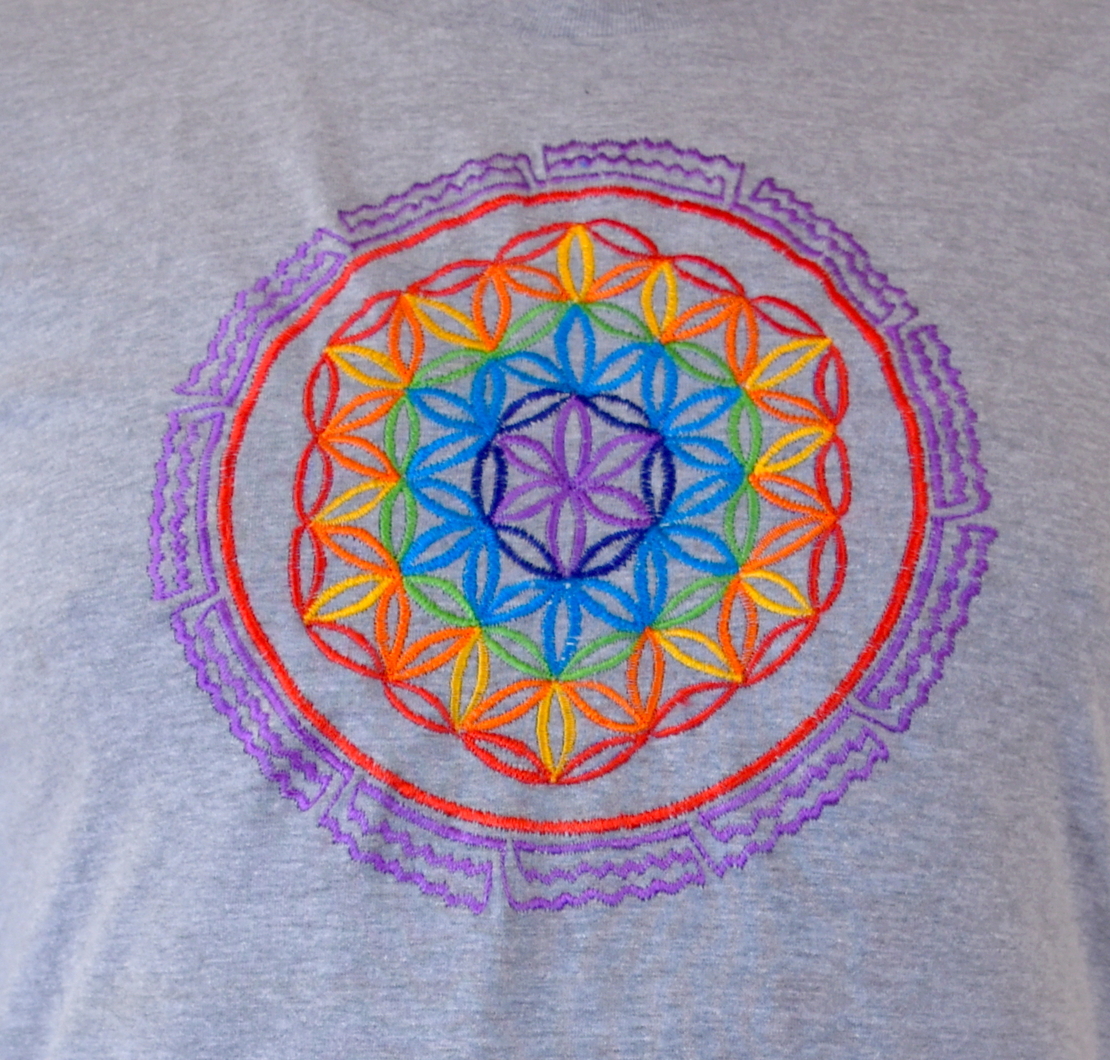 Flower of Life mandala Embroidery T-shirt