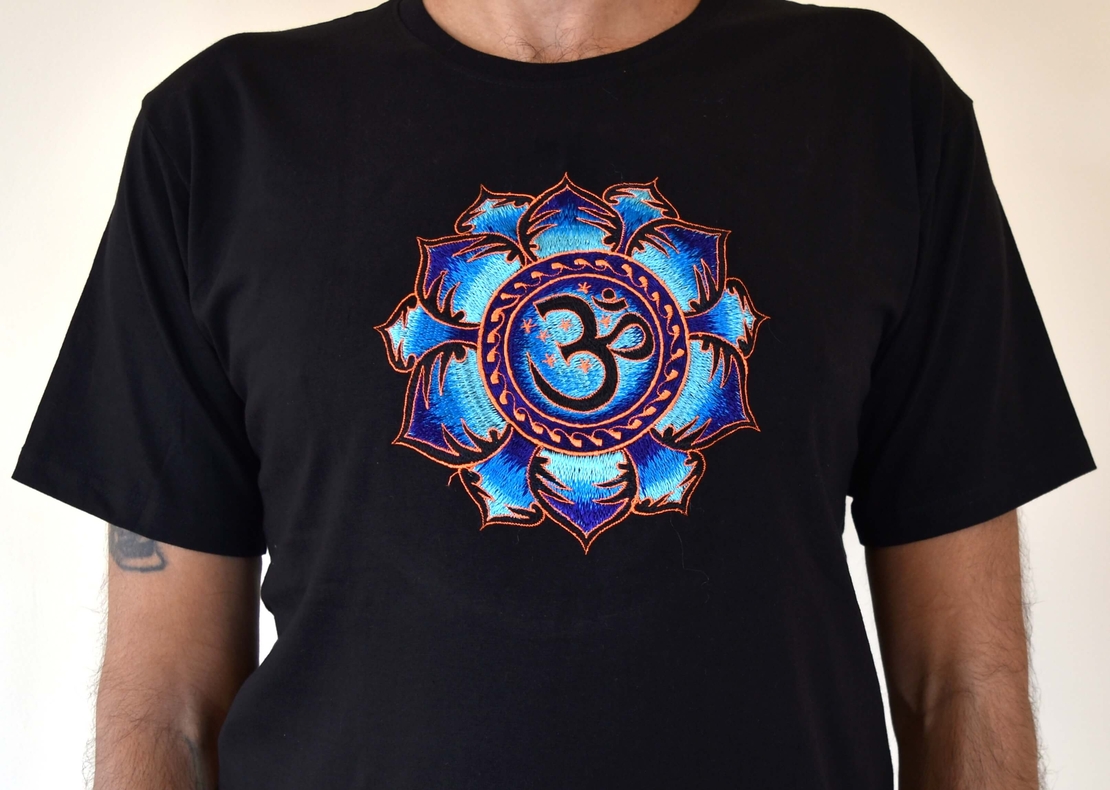 Lotus with OM Embroidery T-shirt