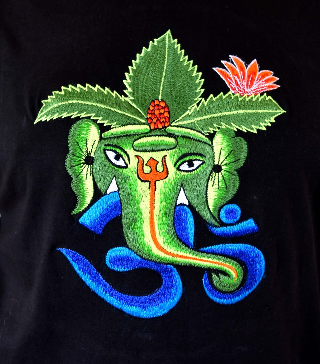 Ganesha with OM (handmade embroidery T-shirt)